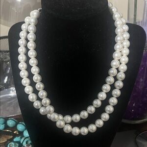Fresh water Double-Strand White Pearl Necklace